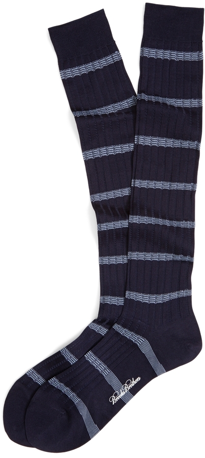 Brooks Brothers Ribbed Stripe Over The Calf Socks | Where to buy & how ...