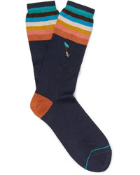 Paul Smith Embroidered Striped Cotton Blend Socks