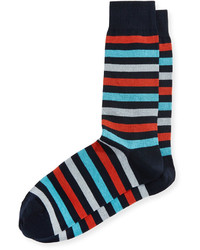 Neiman Marcus Multicolor Stripe Mercerized Socks