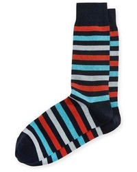 Neiman Marcus Multicolor Stripe Mercerized Socks