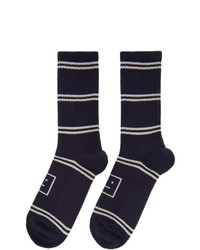 Acne Studios Navy Motif Jacquard Striped Socks