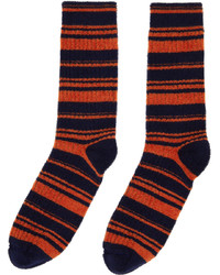 Marni Orange Navy Striped Socks