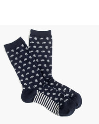 J.Crew Trouser Socks In Mixed Paisley And Stripes