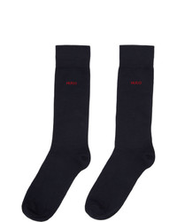 Hugo Two Pack Navy Stripe Logo Socks