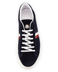 Moncler Tricolor Suede Low Top Sneaker Navy