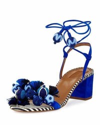 Aquazzura Tropicana Beaded 50mm Sandal Blue