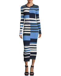 Opening Ceremony Bias Cut Striped Space Dye Maxi Sweater Dress