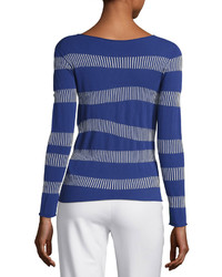 Armani Collezioni Irregular Stripe Long Sleeve Sweater Blue Violet