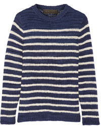 The Elder Statesman Picasso Striped Cashmere Sweater Navy