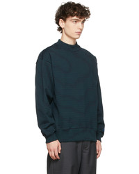 Nanamica Green Navy Striped Sweatshirt