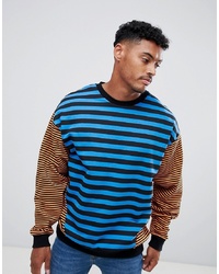 ASOS DESIGN Oversized Sweatshirt With Contrast Colour Blocking Stripes