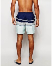 Asos Brand Swim Shorts With Engineered Stripe In Mid Length