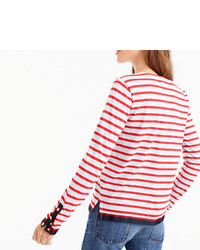 J.Crew Grosgrain Ribbon Striped T Shirt With Nautical Buttons