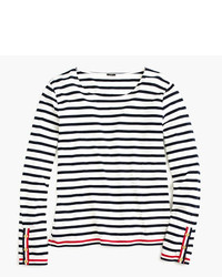 J.Crew Grosgrain Ribbon Striped T Shirt With Nautical Buttons