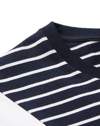 Neil Barrett Slim Fit Panelled Striped Cotton Jersey T Shirt