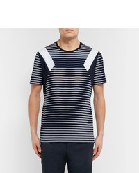 Neil Barrett Slim Fit Panelled Striped Cotton Jersey T Shirt