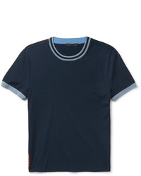 Prada Slim Fit Stripe Trimmed Stretch Cotton Jersey T Shirt
