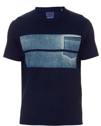 Blue Blue Japan Stripe Print Cotton Jersey T Shirt