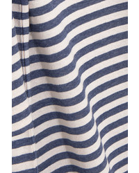 Vince Striped Silk Blend Jersey T Shirt Navy