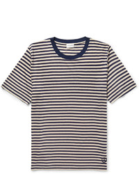 Saint Laurent Striped Slub Silk Blend Jersey T Shirt
