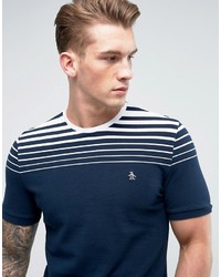 Original Penguin T Shirt Gradient Stripe Slim Fit In Navy