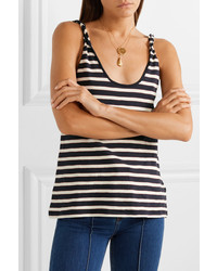 Current/Elliott The Twisted Striped Stretch Cotton Jersey Tank