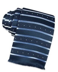 Forzieri Derby Navy Blue Ribbon Bands Woven Silk Tie