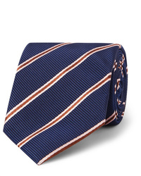 Kingsman Drakes 8cm Striped Silk And Cotton Blend Faille Tie