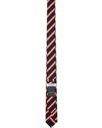 Thom Browne Navy Orange Striped Neck Tie
