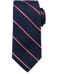 Neiman Marcus Striped Print Silk Tie Navy