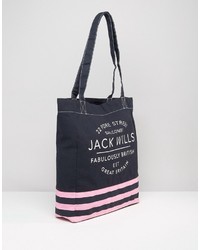 Jack Wills Navy Pink Stripe Shopper Bag