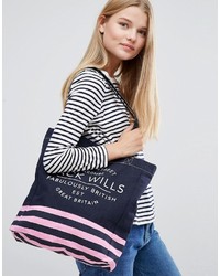 Jack Wills Navy Pink Stripe Shopper Bag