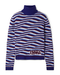 Prada Intarsia Cashmere Turtleneck Sweater