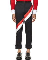 Thom Browne Navy Diagonal Stripe Unconstructed Chinos