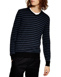 Topman Stripe V Neck Sweater