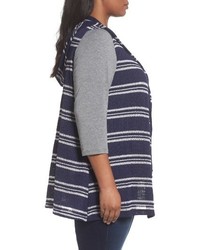 Sejour Plus Size Hooded Stripe Vest