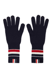Thom Browne Navy Merino Rwb Stripe Gloves