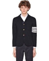 Navy Horizontal Striped Wool Jacket