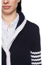 Thom Browne Intarsia Stripes Wool Knit Cardigan