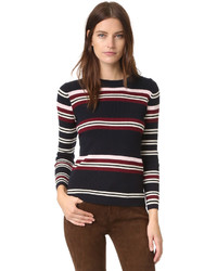 Navy Horizontal Striped Wool Sweater