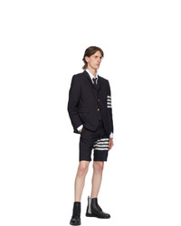 Thom Browne Navy And Black Wool Striped Tie