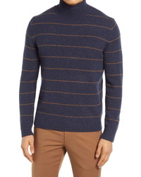Vince Stripe Mock Neck Wool Blend Sweater