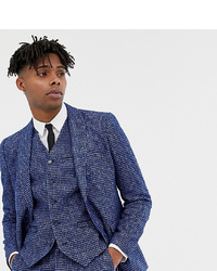 Heart & Dagger Skinny Fit Suit Jacket In Blue Dogstooth