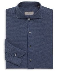 Canali Houndstooth Cotton Long Sleeve Shirt