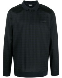 Navy Houndstooth Polo Neck Sweater