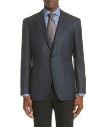 Canali Classic Fit Houndstooth Silk Wool Sport Coat