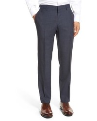 Navy Houndstooth Wool Dress Pants