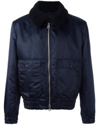 AMI Alexandre Mattiussi Shearling Collar Zipped Jacket