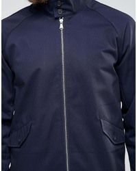Asos Brand Harrington Jacket With Funnel Neck In Navy