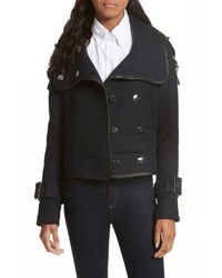 Veronica Beard Lafayette Leather Trim Snap Jacket